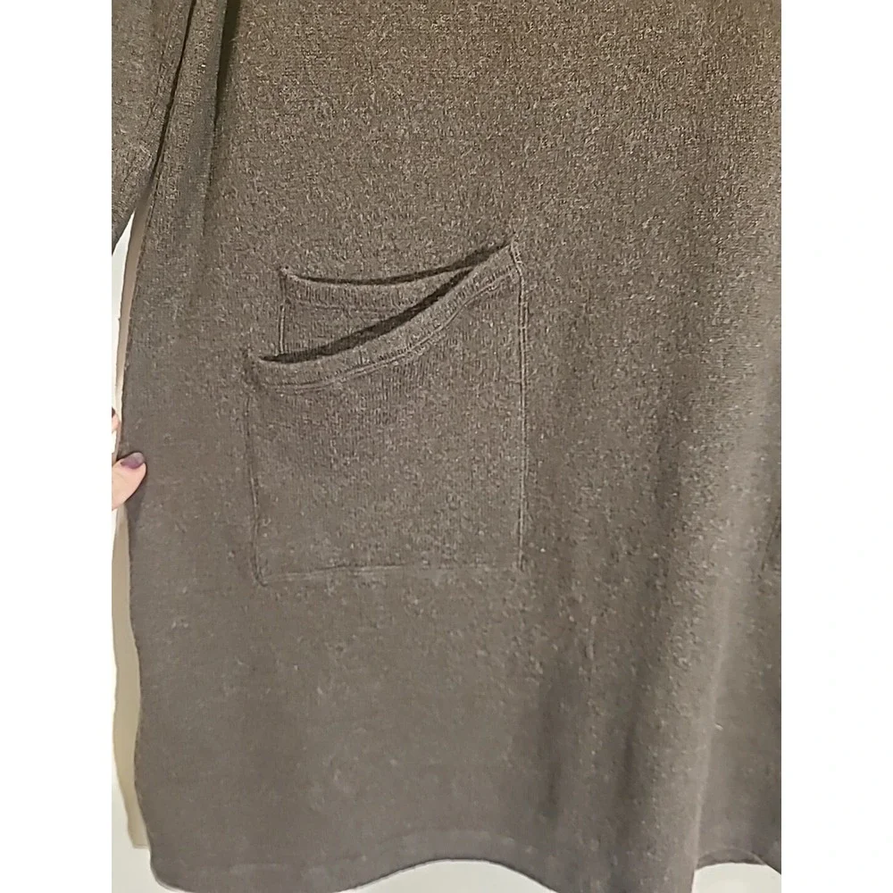 J Jill Tunic Sweater Wool Cashmere Long Sleeve V-neck Brown Front Pockets Lg Pet - Picture 7 of 16